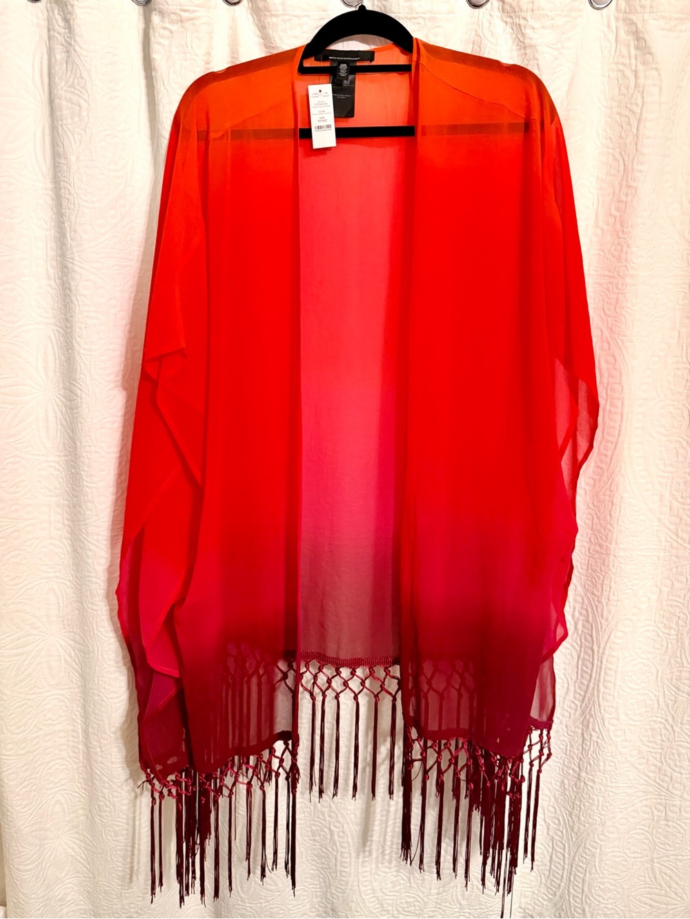 White House Black Market Vibrant Ombre Ruana in Orange to Coral
